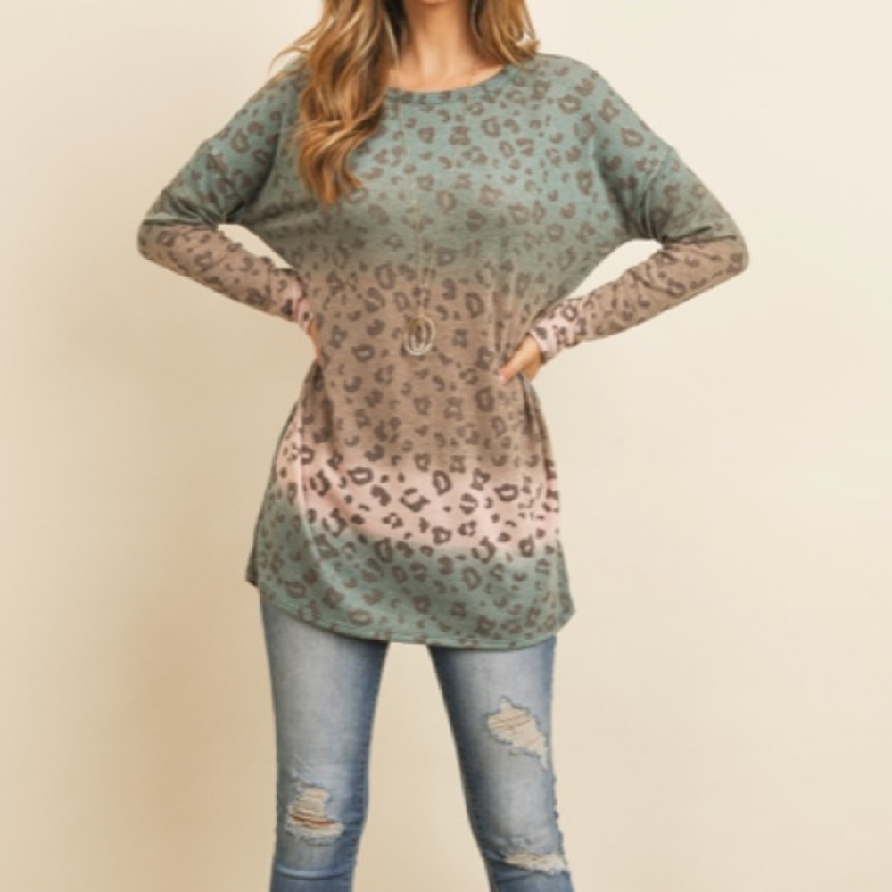 Color Bock, Animal Print Tunic Top - Picture 6 of 9